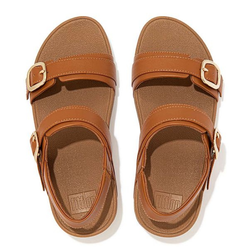 FitFlop Lulu Adjustable Leather Women's Sandals Light Brown | 806YSDKWE