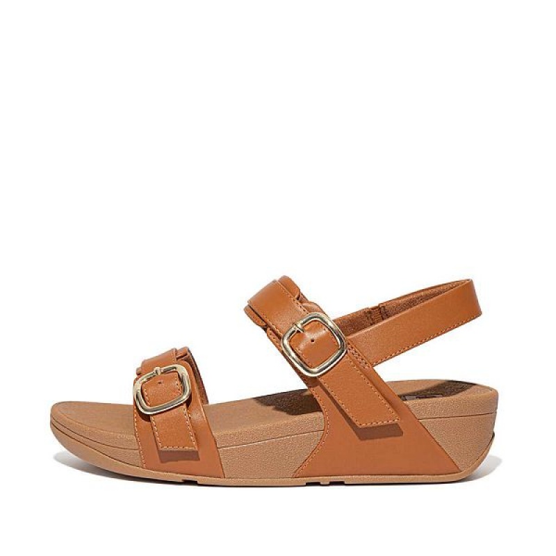 FitFlop Lulu Adjustable Leather Women\'s Sandals Light Brown | 806YSDKWE