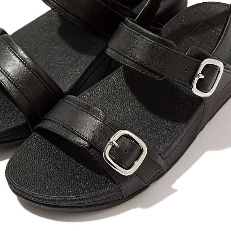 FitFlop Lulu Adjustable Leather Women's Sandals Black | 829GDHCSM