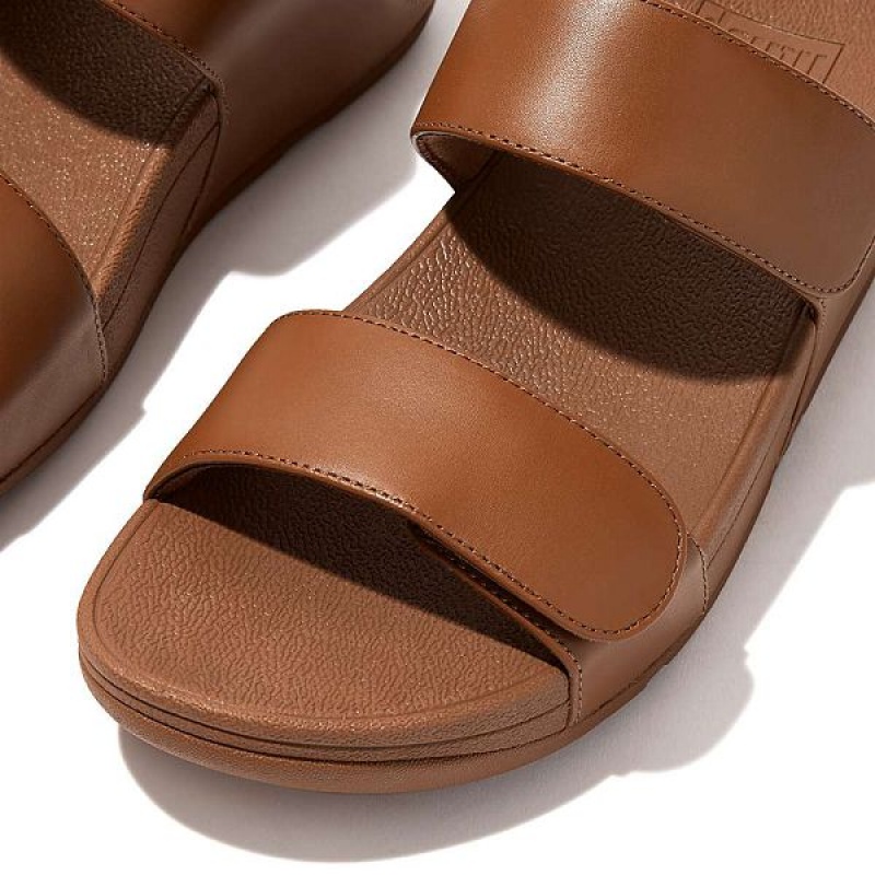 FitFlop Lulu Adjustable Leather Women's Sandals Light Brown | 901RVTNEG