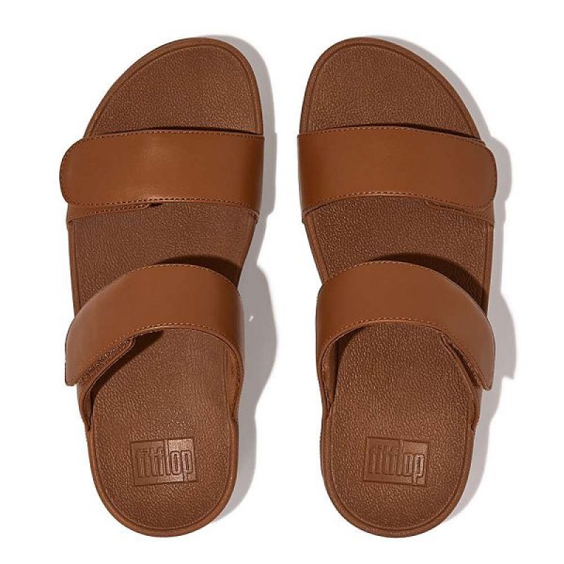 FitFlop Lulu Adjustable Leather Women's Slides Light Brown | 349ETVKIM