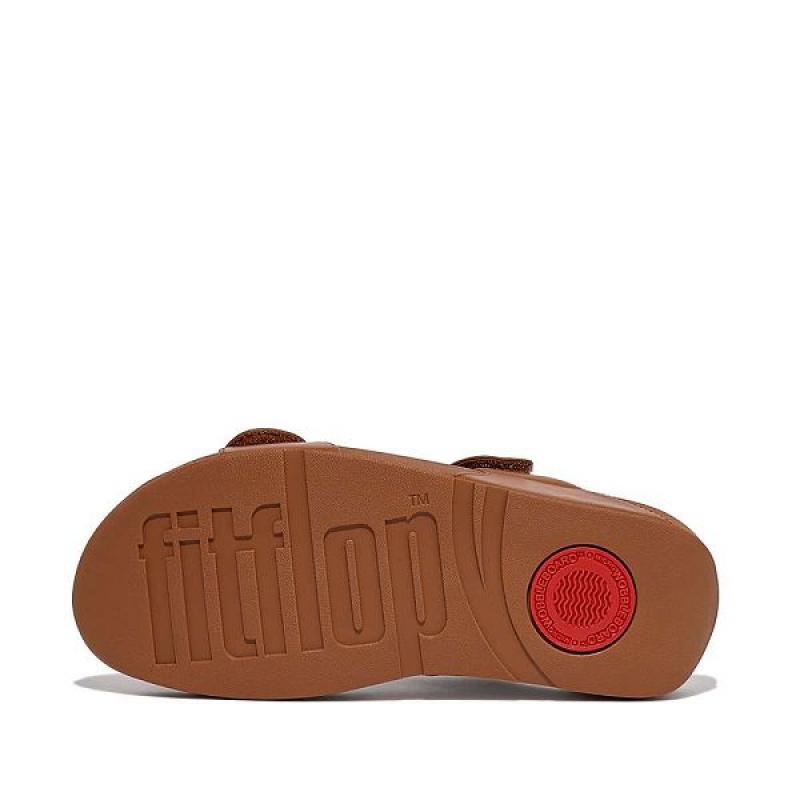 FitFlop Lulu Adjustable Leather Women's Slides Light Brown | 349ETVKIM