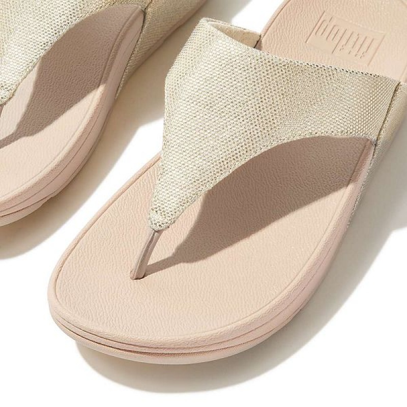 FitFlop Lulu Glitz Canvas Toe-Post Women's Sandals Beige / Silver | 740FCNPGI