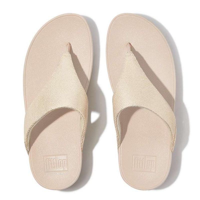 FitFlop Lulu Glitz Canvas Toe-Post Women's Sandals Beige / Silver | 740FCNPGI