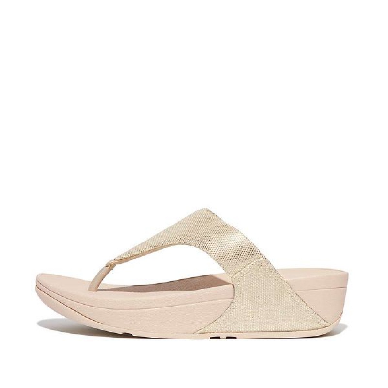 FitFlop Lulu Glitz Canvas Toe-Post Women\'s Sandals Beige / Silver | 740FCNPGI