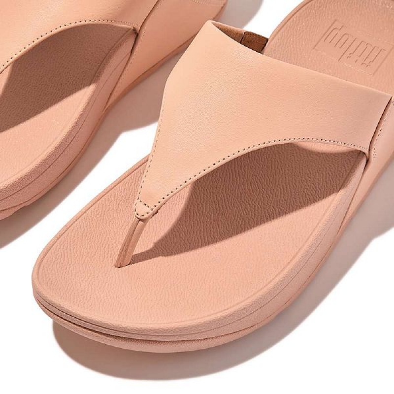 FitFlop Lulu Leather Toe-Post Women's Sandals Coral | 975UFABZK