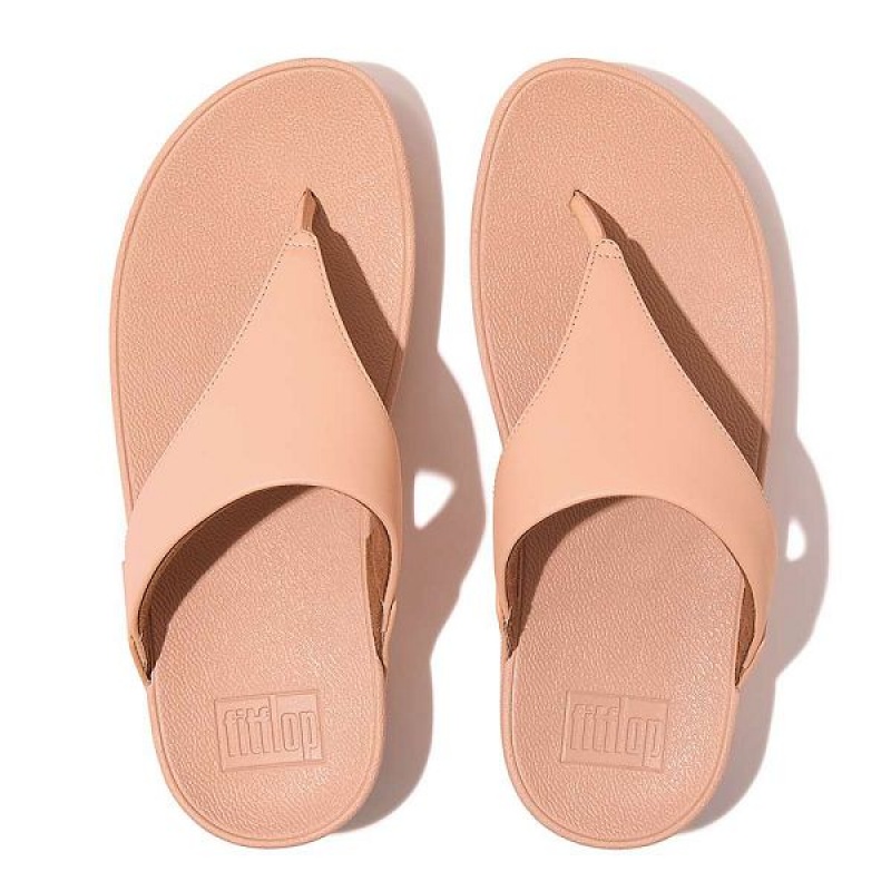 FitFlop Lulu Leather Toe-Post Women's Sandals Coral | 975UFABZK