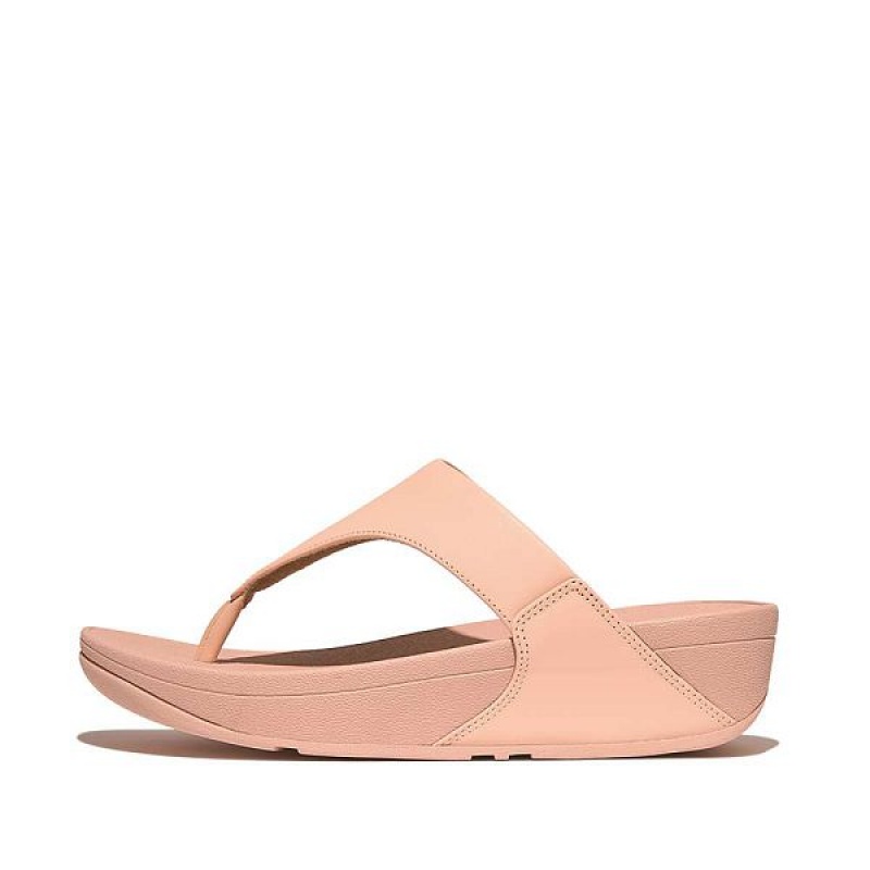 FitFlop Lulu Leather Toe-Post Women\'s Sandals Coral | 975UFABZK