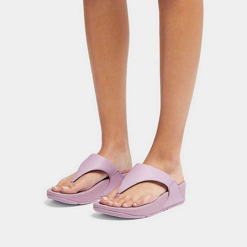 FitFlop Lulu Leather Toe-Post Women's Sandals Purple | 690GNQRKX