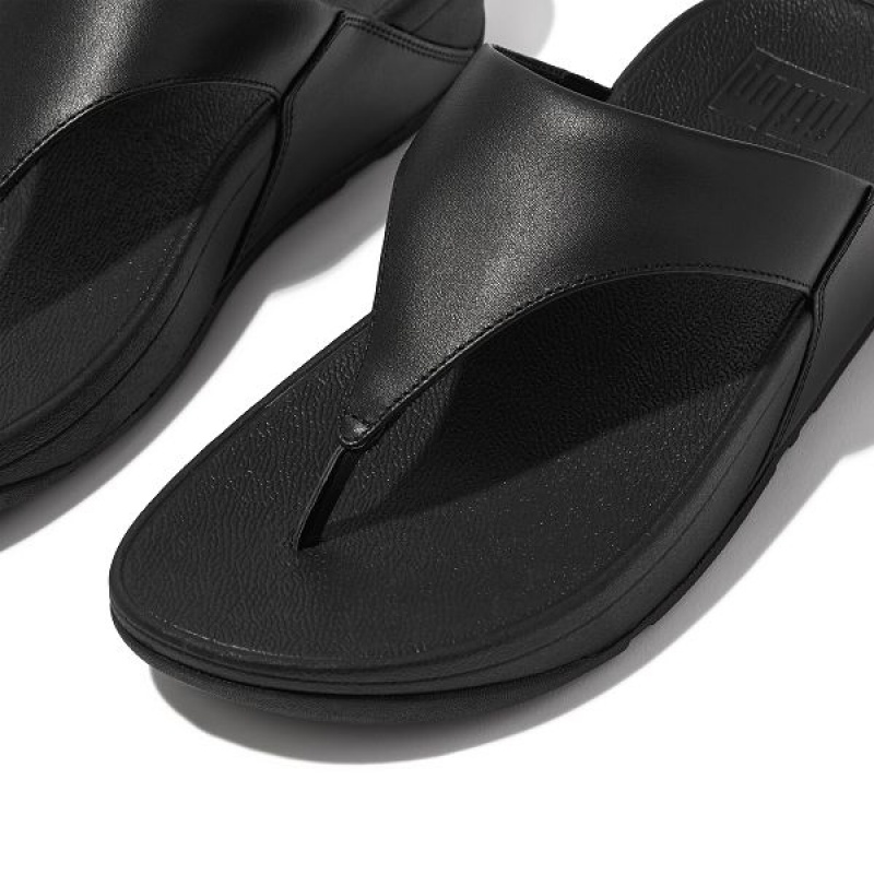 FitFlop Lulu Leather Toe-Post Women's Sandals Black | 520PAUDTZ