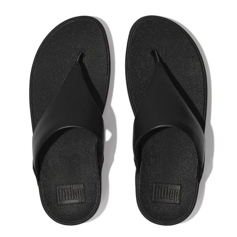 FitFlop Lulu Leather Toe-Post Women's Sandals Black | 520PAUDTZ