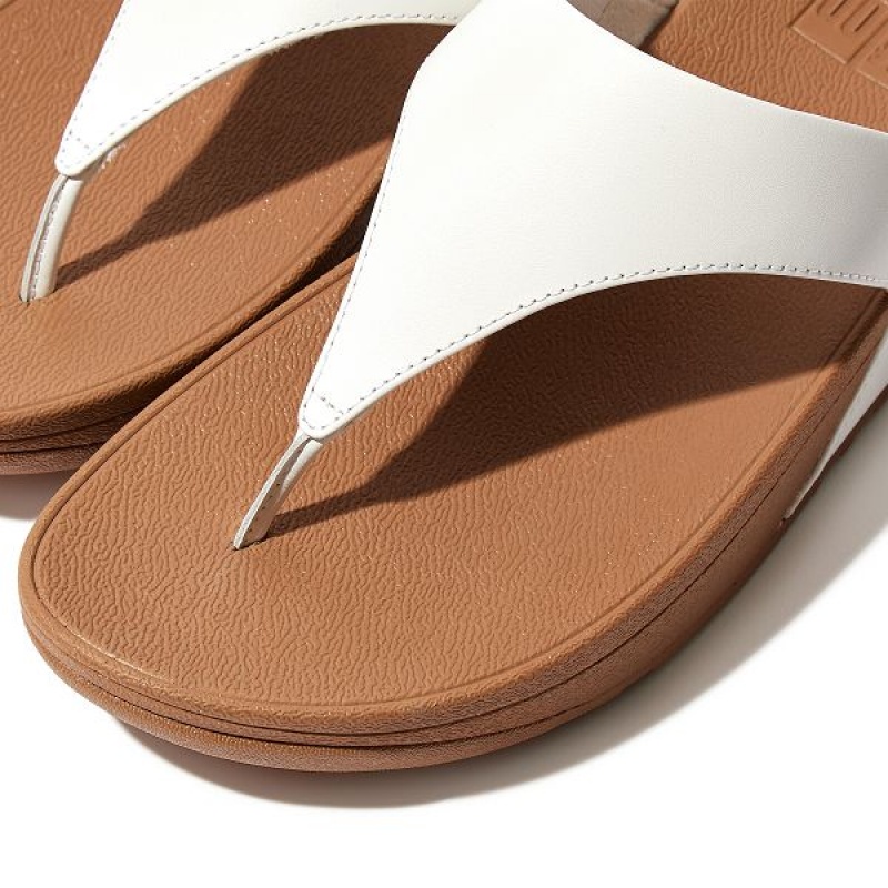 FitFlop Lulu Leather Toe-Post Women's Sandals White | 546CLJZIN