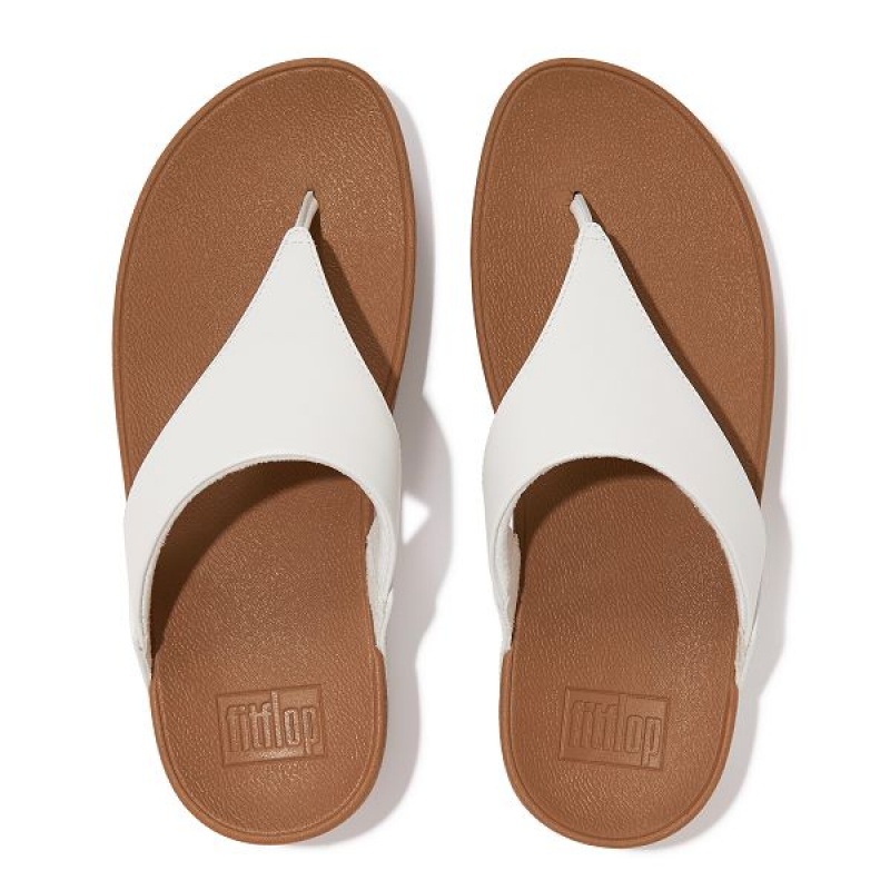 FitFlop Lulu Leather Toe-Post Women's Sandals White | 546CLJZIN