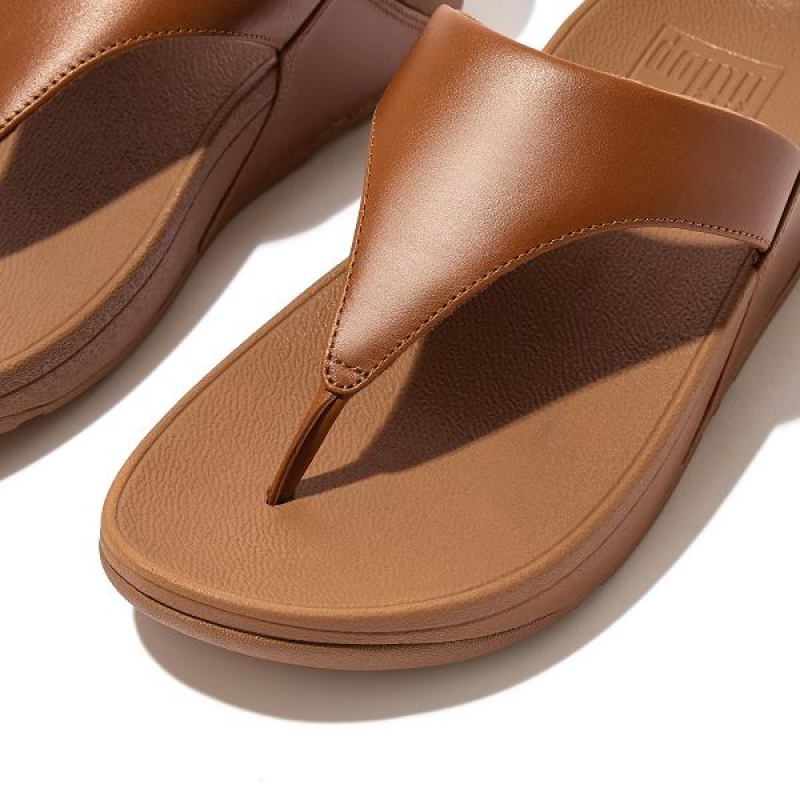 FitFlop Lulu Leather Toe-Post Women's Sandals Light Brown | 132TGAUWK