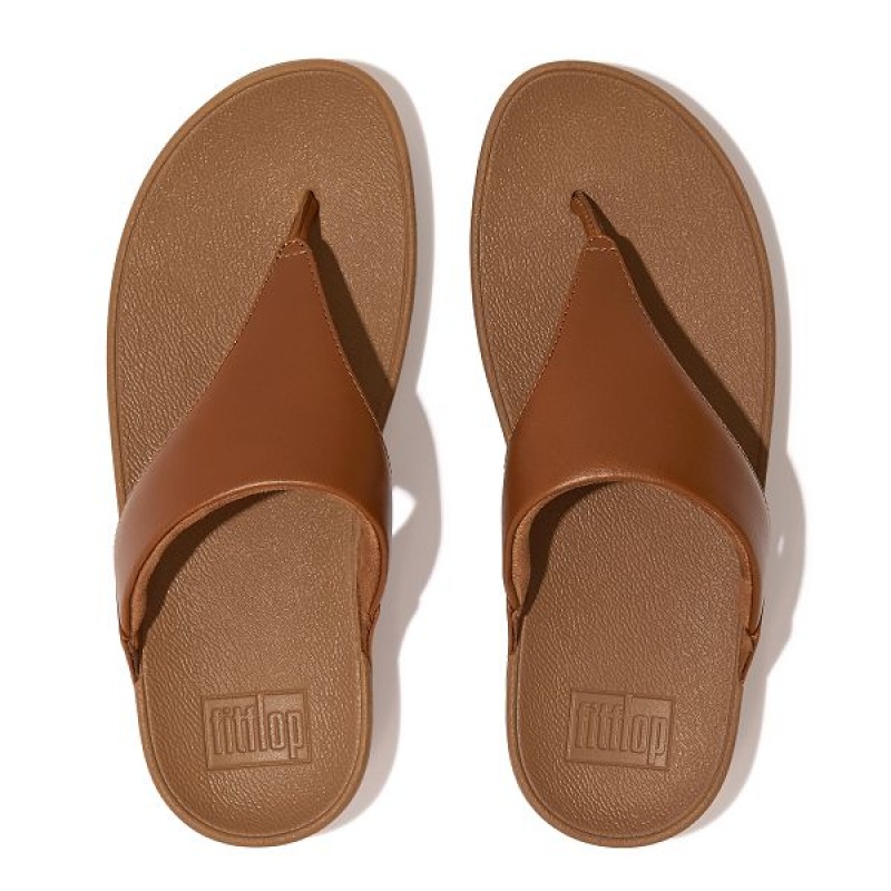 FitFlop Lulu Leather Toe-Post Women's Sandals Light Brown | 132TGAUWK