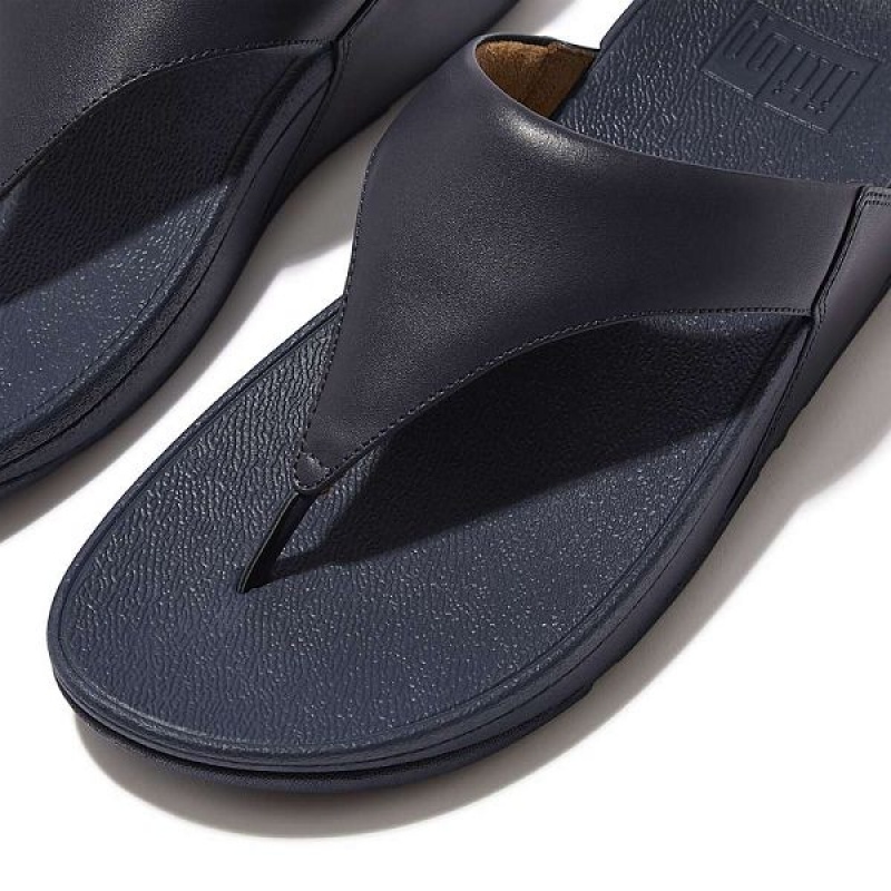 FitFlop Lulu Leather Toe-Post Women's Sandals Deep Blue | 743GAHVRM