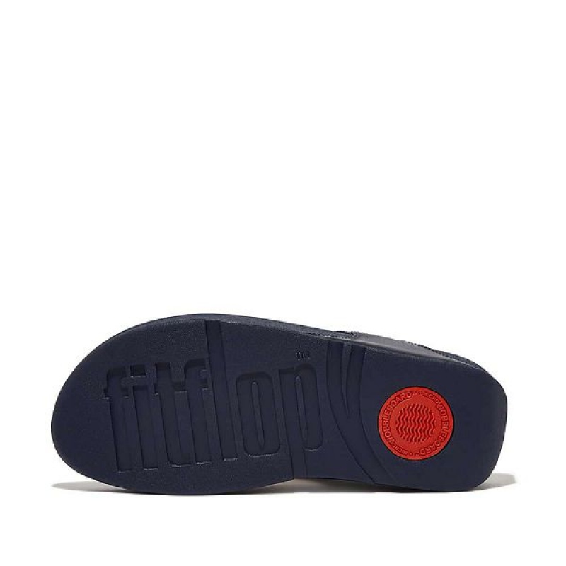 FitFlop Lulu Leather Toe-Post Women's Sandals Deep Blue | 743GAHVRM