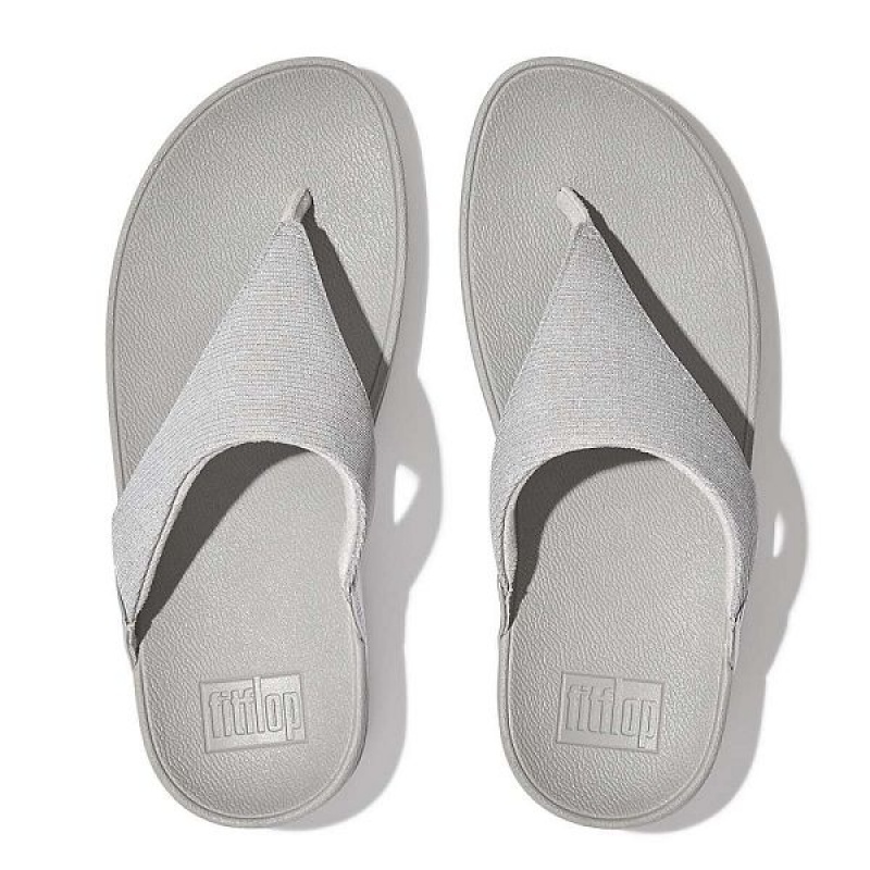 FitFlop Lulu Shimmerlux Toe-Post Women's Sandals Silver | 258TVKLIF