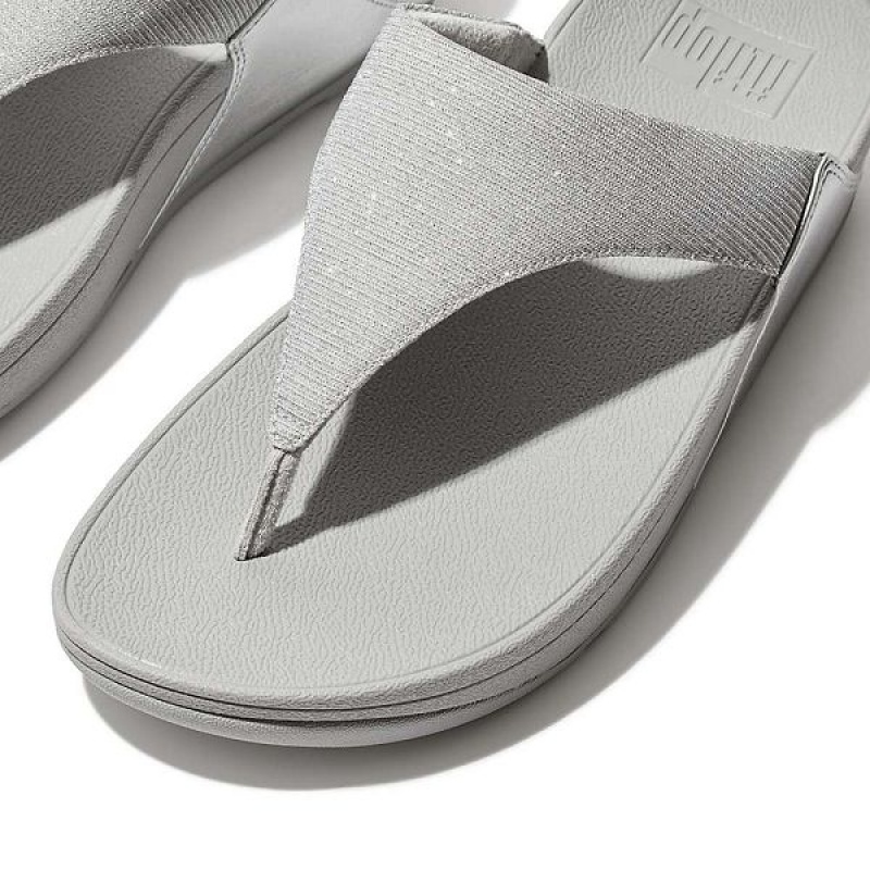 FitFlop Lulu Shimmerlux Toe-Post Women's Sandals Silver | 258TVKLIF