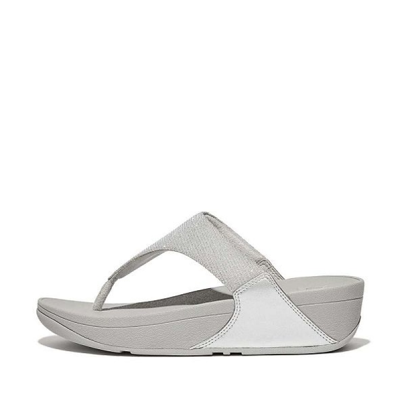 FitFlop Lulu Shimmerlux Toe-Post Women\'s Sandals Silver | 258TVKLIF