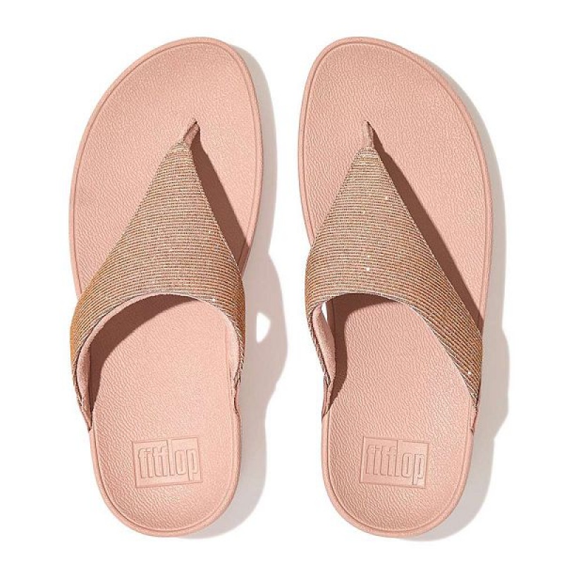 FitFlop Lulu Shimmerlux Toe-Post Women's Sandals Rose Gold | 084RUDSPW