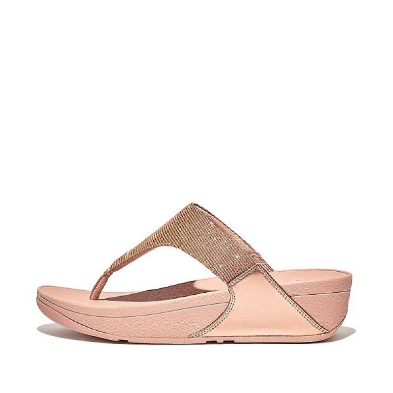 FitFlop Lulu Shimmerlux Toe-Post Women\'s Sandals Rose Gold | 084RUDSPW