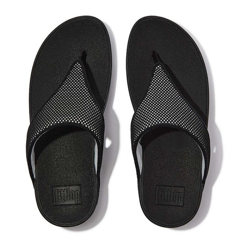 FitFlop Lulu Water Resistant Two Tone Webbing Toe-Post Women's Sandals Black | 109NORQGK