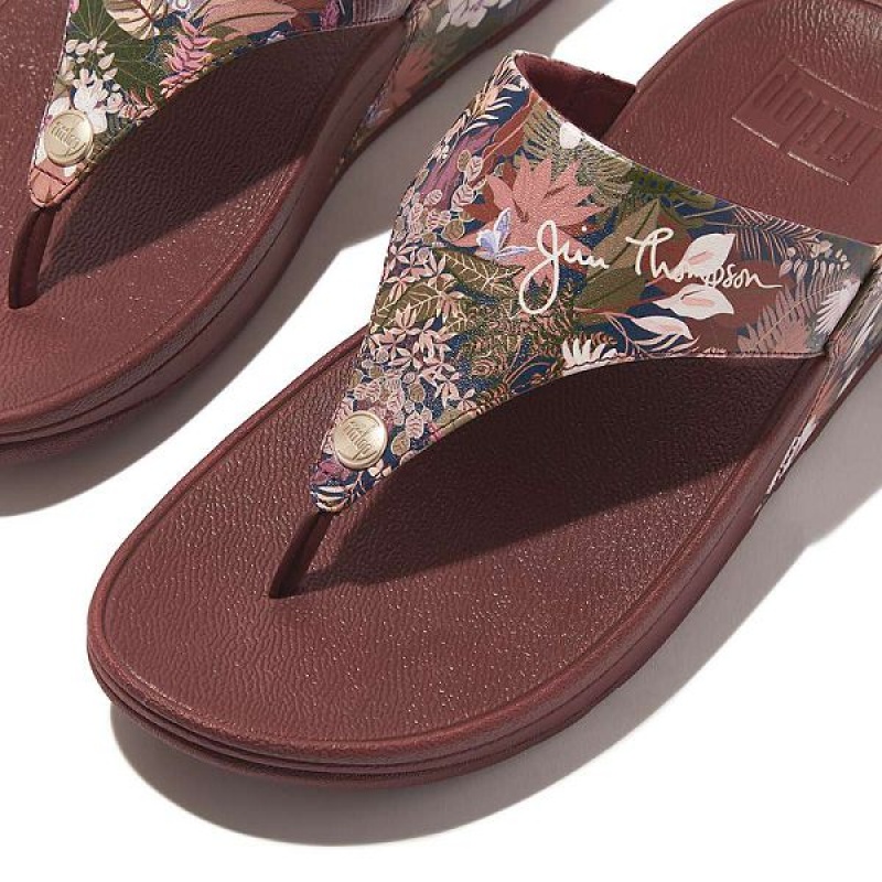 FitFlop Lulu X Jim Thompson Limited Edition Leather Toe-Post Women's Sandals Brown | 471NHYBLA