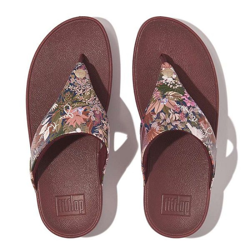 FitFlop Lulu X Jim Thompson Limited Edition Leather Toe-Post Women's Sandals Brown | 471NHYBLA