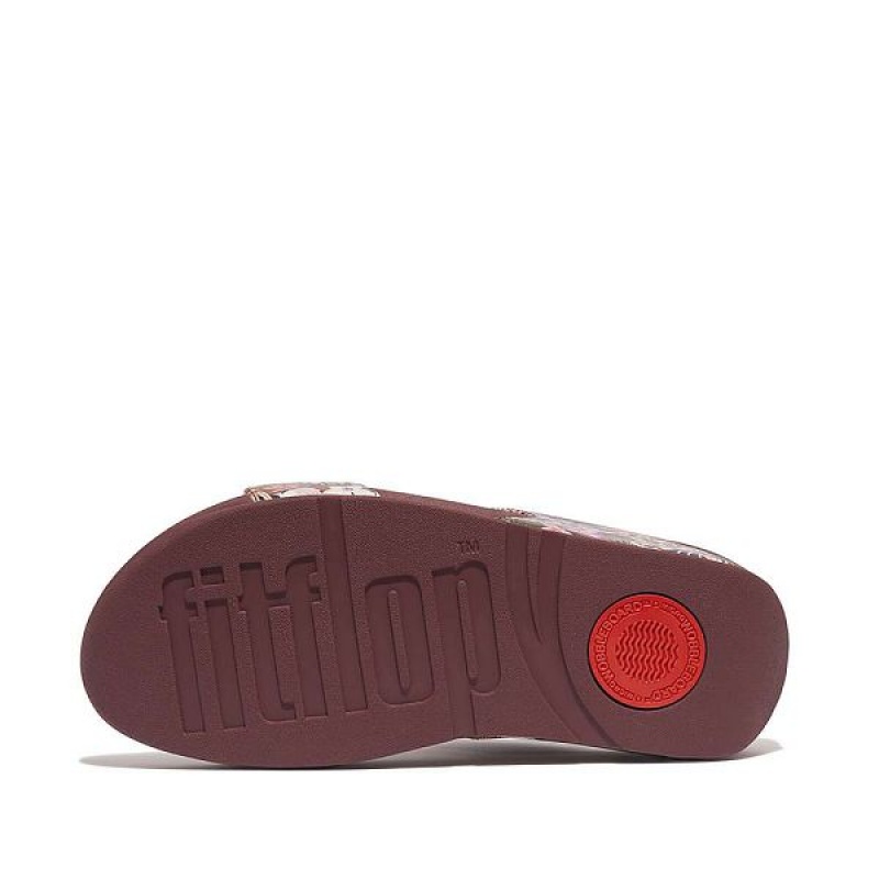 FitFlop Lulu X Jim Thompson Limited Edition Leather Women's Slides Brown | 452PFKGIL