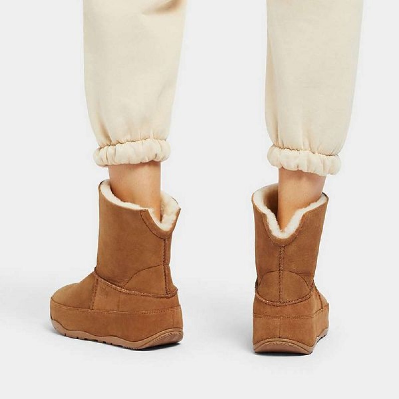 FitFlop Original Mukluk Shorty Double Faced Shearling Women's Ankle Boots Light Brown | 398WGBUDM