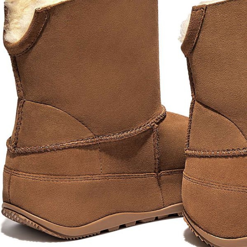 FitFlop Original Mukluk Shorty Double Faced Shearling Women's Ankle Boots Light Brown | 398WGBUDM