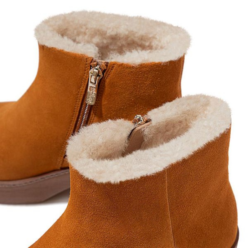 FitFlop Pilar Shearling Lined Suede Women's Ankle Boots Light Brown | 934QAOBCX