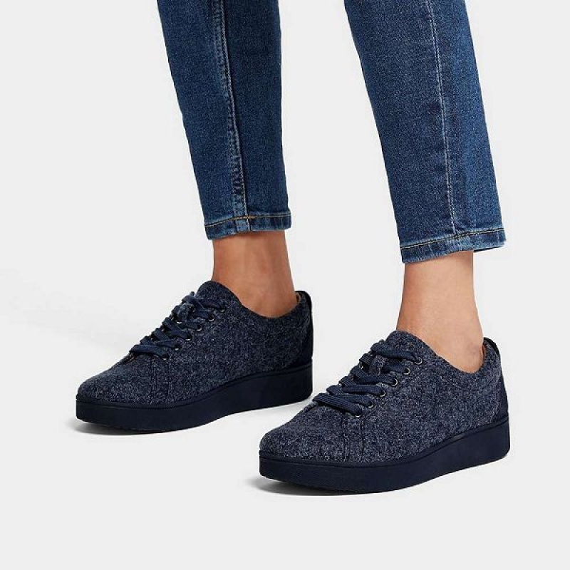 FitFlop Rally E01 Merino Wool Mix Women's Sneakers Navy | 679FPWXKU