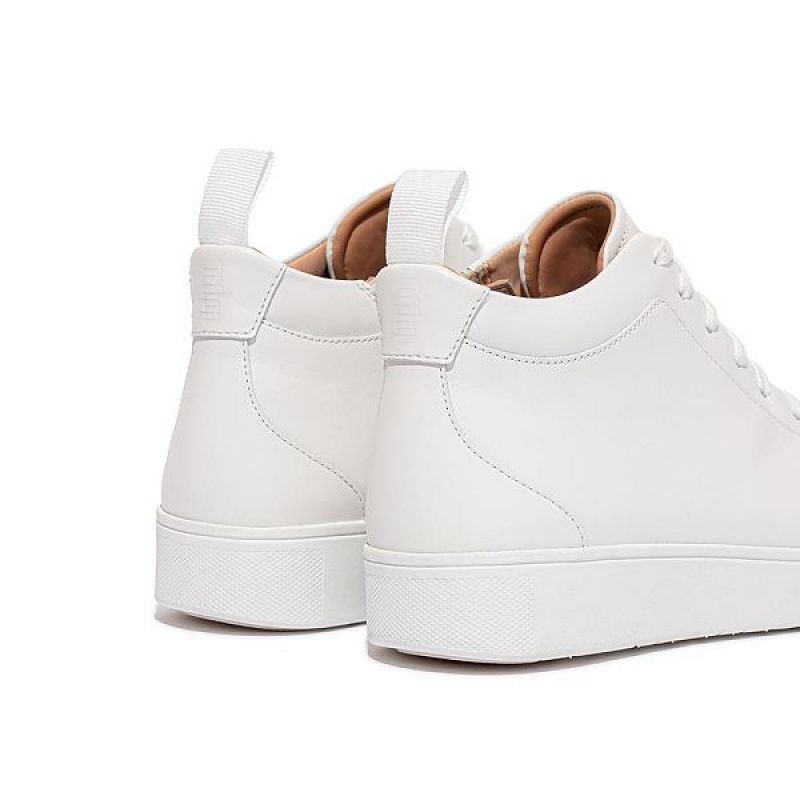 FitFlop Rally Leather High Top Women's Sneakers White | 635VEDYXW