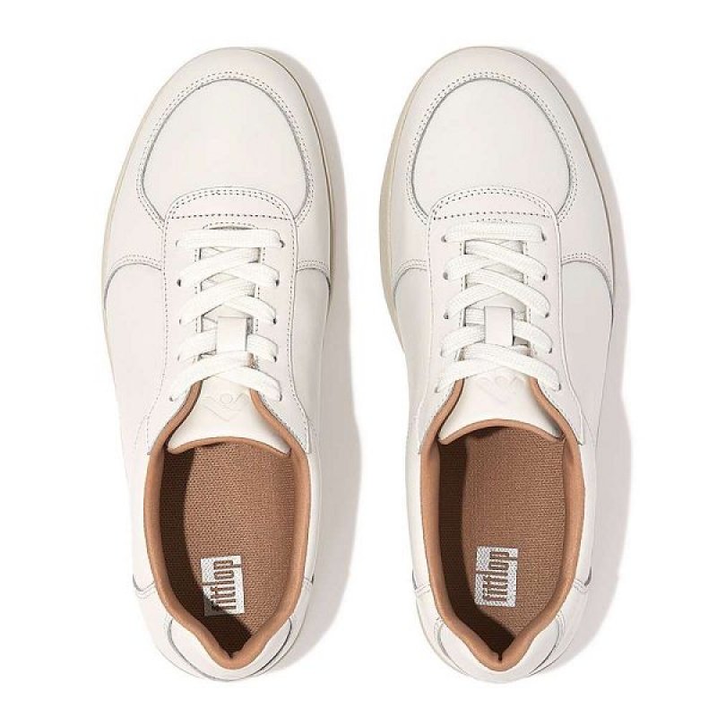 FitFlop Rally Leather Panel Women's Sneakers White | 182KMJFRZ