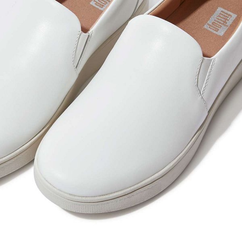 FitFlop Rally Leather Slip On Skate Women's Sneakers White | 574CRYVBP