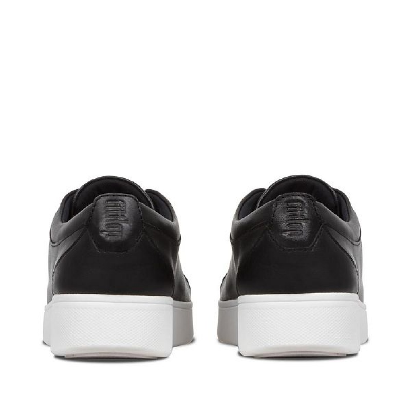 FitFlop Rally Leather Women's Sneakers Black | 068XHLNUS