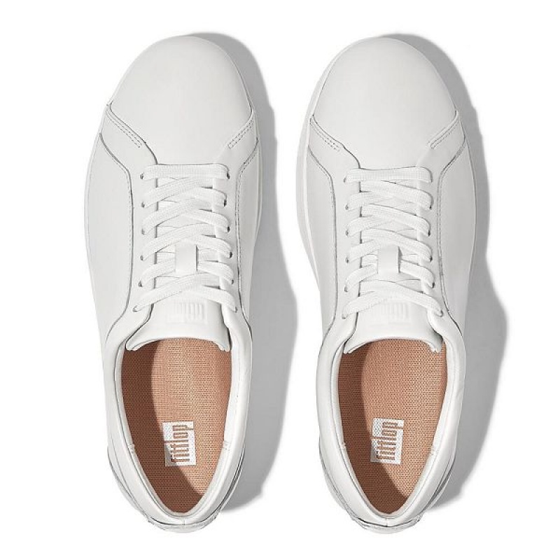 FitFlop Rally Leather Women's Sneakers White | 563AEKLTB