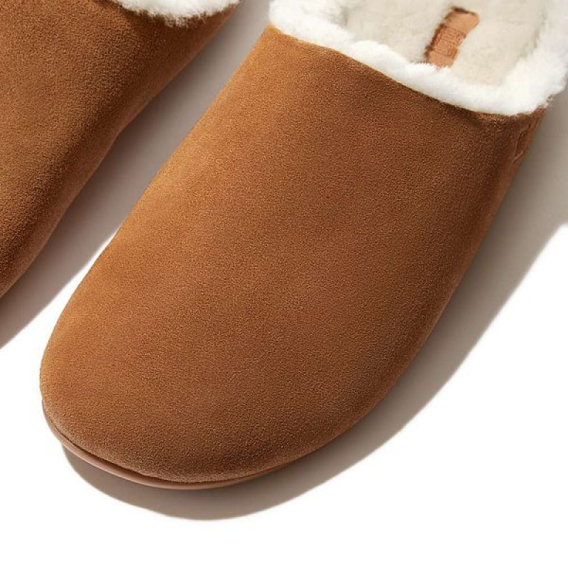 FitFlop Shove Shearling Lined Suede Men's Slippers Light Brown | 891MRFZIT