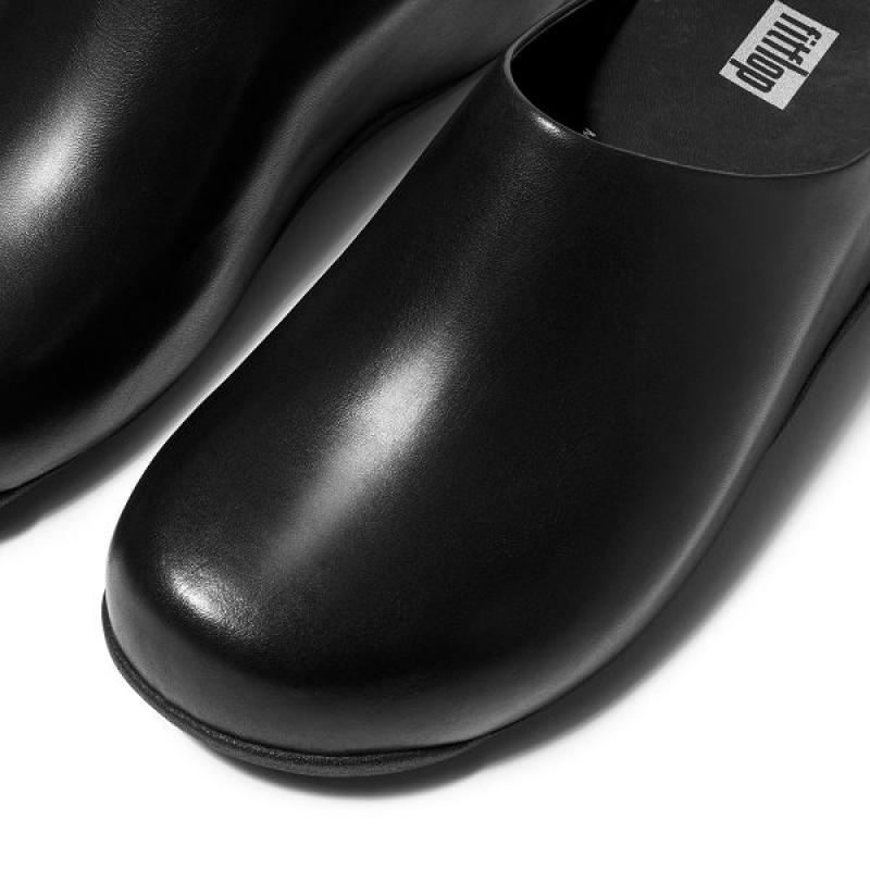 FitFlop Shuv Leather Women's Clogs Black | 849TPLCYM