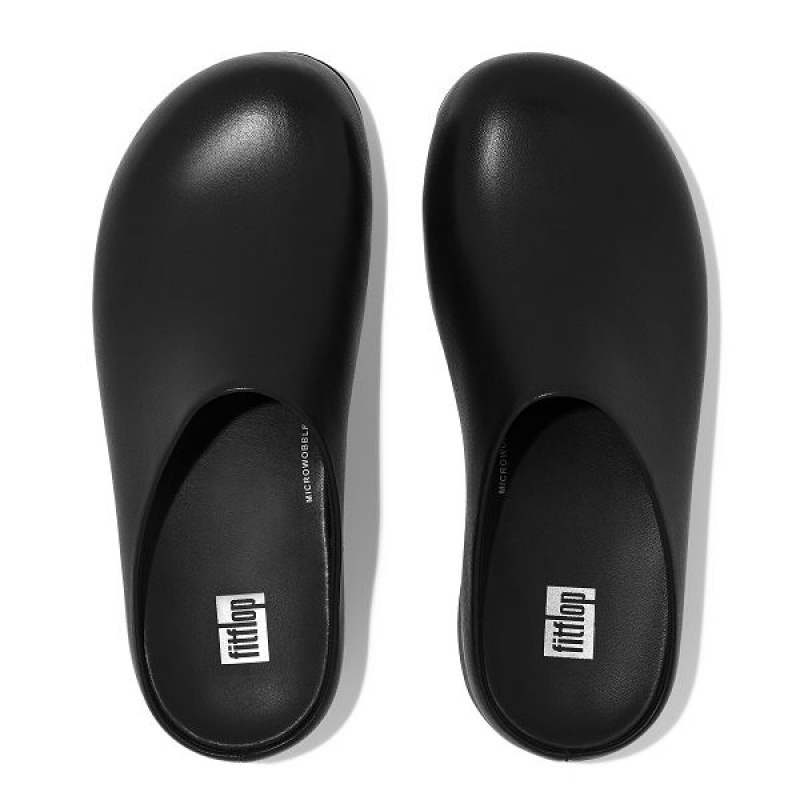 FitFlop Shuv Leather Women's Clogs Black | 849TPLCYM