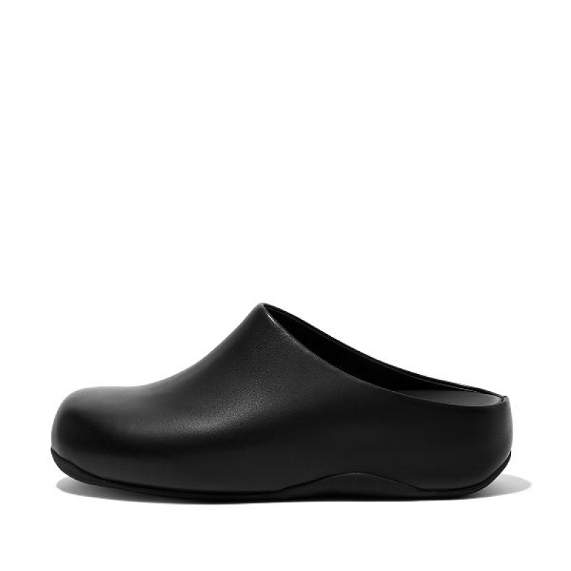 FitFlop Shuv Leather Women\'s Clogs Black | 849TPLCYM