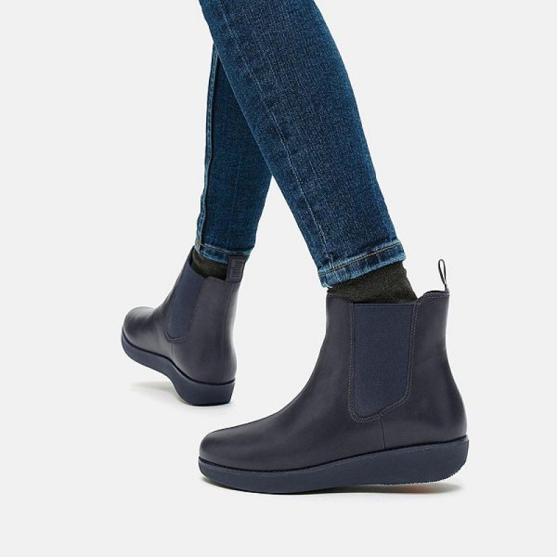 FitFlop Sumi Waterproof Leather Women's Chelsea Boots Navy | 308LXRDVP