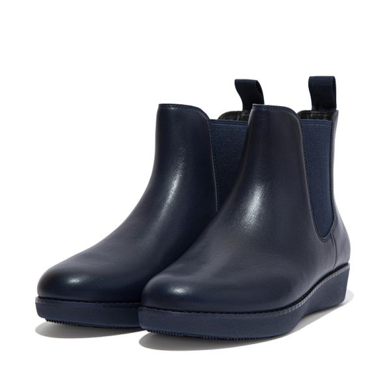 FitFlop Sumi Waterproof Leather Women's Chelsea Boots Navy | 308LXRDVP