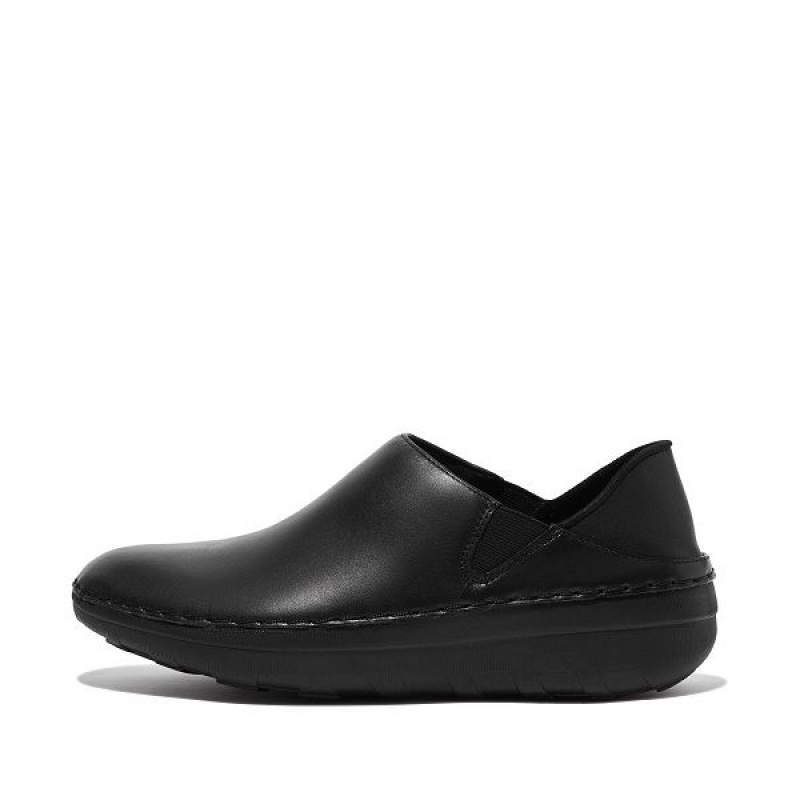 FitFlop Superloafer Leather Women\'s Loafers Black | 083GBJIXA