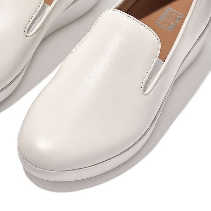 FitFlop Superskate Leather Loafers Women's Loafers White | 867KWCYXG