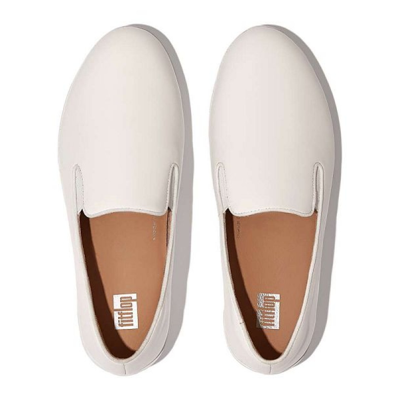 FitFlop Superskate Leather Loafers Women's Loafers White | 867KWCYXG