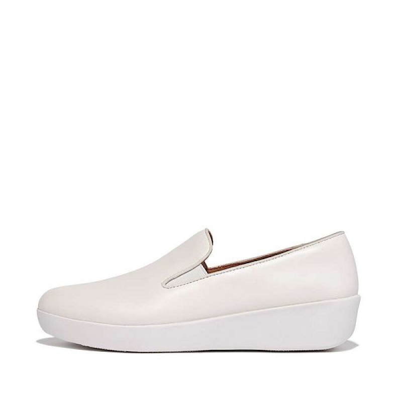 FitFlop Superskate Leather Loafers Women\'s Loafers White | 867KWCYXG