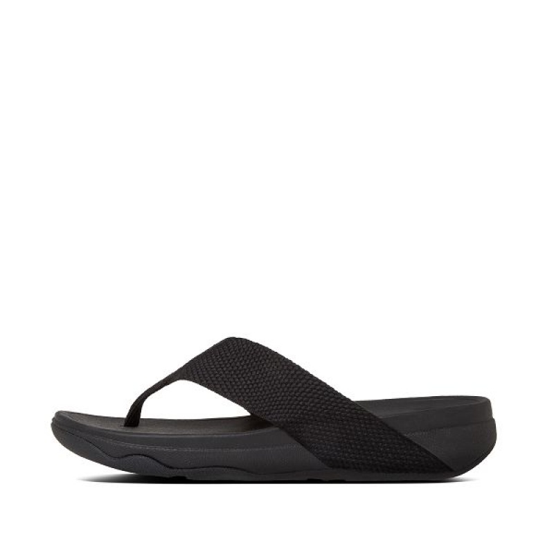 FitFlop Surfa Toe-Post Women\'s Sandals Black | 496DIJFCS